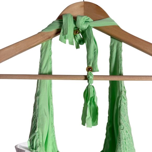 Isabella Rose Verona Neon Green Halter Lace One Piece Swimsuit Size Medium - Picture 8 of 14